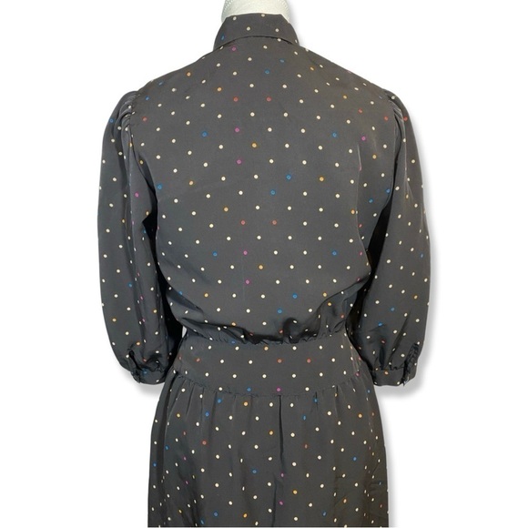 ⭐️Vintage ALBERT NIPON 1970s/80s Petites Neck Bow A-Line Polka Dot Dress - Picture 4 of 8